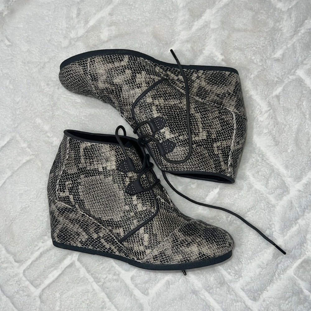TOMS Kala Black Multi Faux Snake Booties